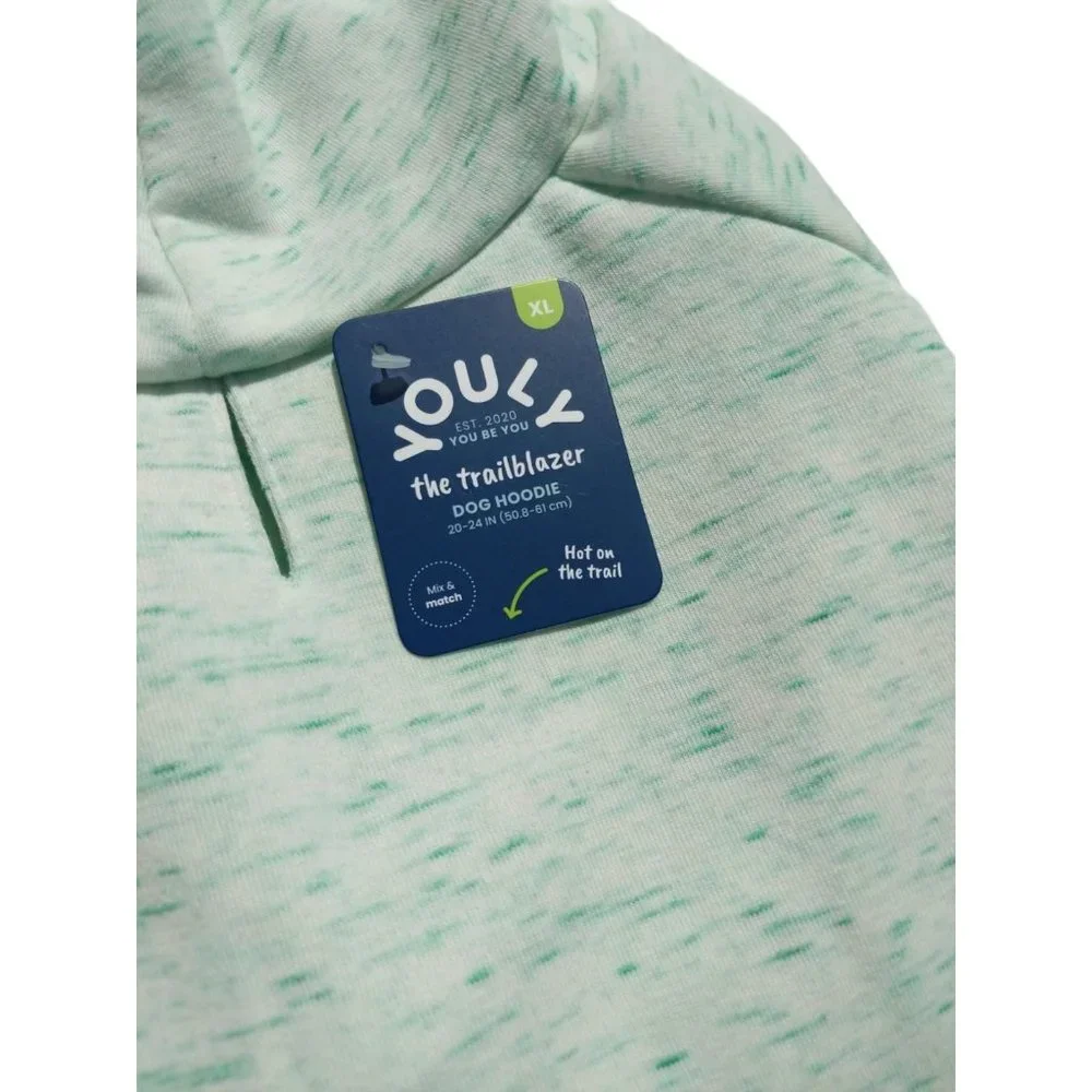 YOULY Trailblazer Dog Extra Large Hoodie with Pocket Teal Space Dye New